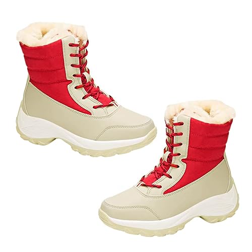 BESPORTBLE Schneestiefel Damen Gefüttert Winterstiefeletten Zum Schnüren Mit Plateaupfote Kunstfellfutter Und Warm Für Kaltes Wetter Outdoor Indoor Aktivitäten von BESPORTBLE