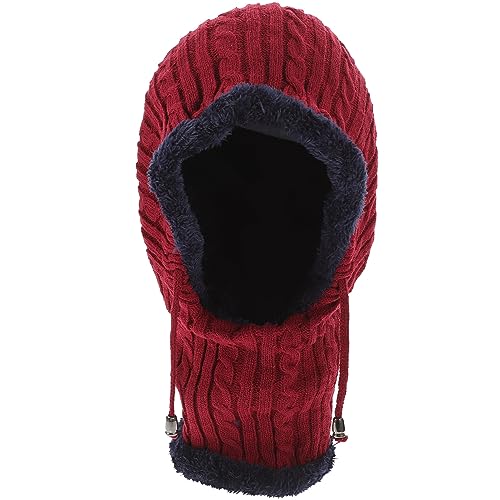 BESPORTBLE Winter warme Mütze Nackenwärmer Ski Schnee Kapuzenschal Mütze gestrickte verdickte Mützen für Frauen Männer (rot) von BESPORTBLE