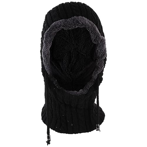 BESPORTBLE Winter warme Mütze Nackenwärmer Ski Schnee Kapuzenschal Mütze gestrickte verdickte Mützen für Frauen Männer (schwarz) von BESPORTBLE