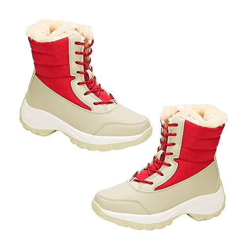 BESPORTBLE Winterstiefel Damen Warm Gefüttert Rutschfeste Gummisohle Schnürstiefel für Schnee und Alltag Bequeme Hohe Schneeschuhe für Frauen und Mädchen und Komfortabel von BESPORTBLE