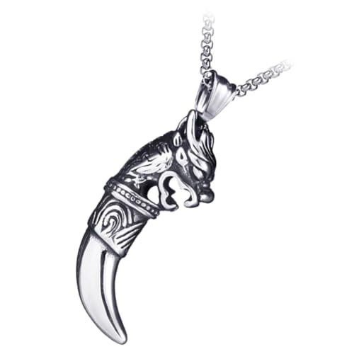 BESPORTBLE Wolfzahn Anhänger Halskette für Männer Vintage Tierdesign Titanstahl Kette Stilvolles für Besondere Anlässe BESPORTBLE Wolfzahn Anhänger Halskette für Männer Vintage Tierdesign Titanstahl Kette Stilvolles für Besondere Anlässe von BESPORTBLE
