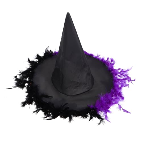 BESPORTBLE Zauberer Stirnband Damen Eleganter Hexenhut Für Halloween Hut Für Damen Kostüm Zaubererkostüm Zubehör Schwarzer Hexenhut Mit Federn Für Fasching von BESPORTBLE