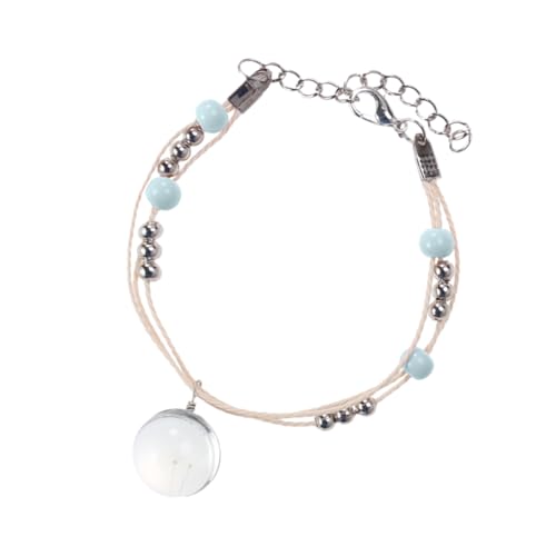 BESPORTBLE Zeit Armband Frauen Armreif Handgefertigtes Gewebtes Armband Unsterbliches Blumenarmband Konserviertes Getrocknetes Blumenarmband Weiß von BESPORTBLE