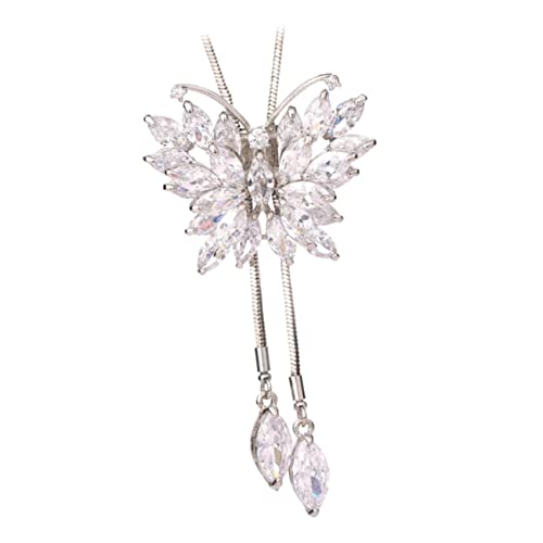 BESPORTBLE Zirkonia Schmetterling Anhänger Halskette Damen Pulloverkette Modischer Schmuck für Pullover und Mantel Accessoire von BESPORTBLE