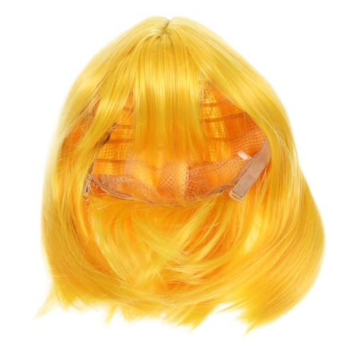 BESPORTBLE Zitronengelb -Perücken -Headset kurze gerade Perücken Frauen Perücke Kurzhaarperücken für schwarze Frauen Cosplay -Haarperücke kurze Perücken für Frauen Hochtemperaturdraht von BESPORTBLE
