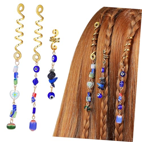 BESPORTBLE Zopfanhänger Haarschmuck Für Dreadlocks Und Geflochtene Haare Blaues Katzenauge Haarperlen Dekoration Für Flechtfrisuren Ethno Stil Haarschmuck von BESPORTBLE