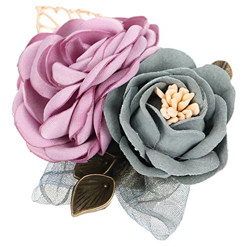 BESPORTBLE Zweifache Blumenbrosche und Haarklammer Zartem Satin und Legierung Dekorative Hochzeits Corsage für Braut Party Tanz und Festliche Anlässe von BESPORTBLE