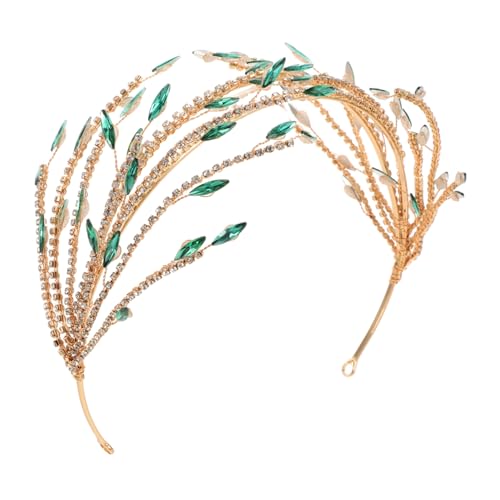BESPORTBLE Zweireihiges Braut-Stirnband hochzeit haarreif Krone Kopfbedeckung grüne Tiara für Frauen Braut Haarschmuck Hochzeit Haargummis für Brautjungfern blaugrüne Tiara Plastik Green von BESPORTBLE