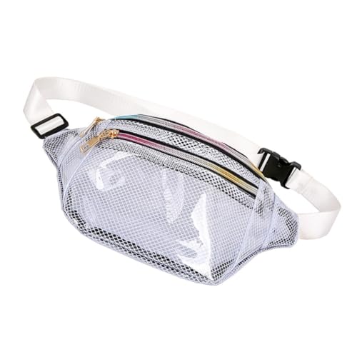 BESPORTBLE wasserdichte PVC Bauchtasche Für Frauen Semitransparente Mesh Gürteltasche Mit Verstellbarem Riemen Für Reisen Sport Und Weiß von BESPORTBLE