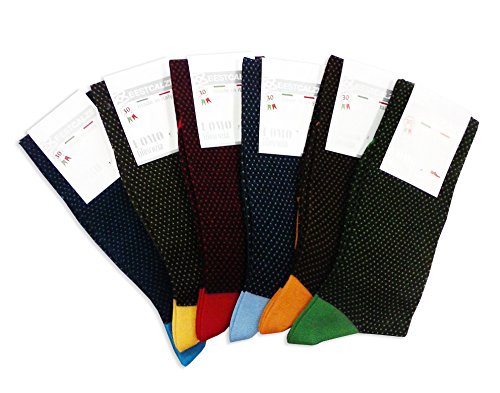 BESTCALZE 6 Paar Herrensocken lang gemütlich gemustert aus Baumwolle merziert Strampler MOD. GHEDIMODALUNGO, Mehrfarbig 42/44 DE von BESTCALZE