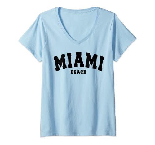 Damen MIAMI USA VEREINIGTE STAATEN AMERIKA DAMEN HERREN KINDER T-Shirt mit V-Ausschnitt von BESTE AMERIKANISCHE USA STAATEN MERICA GESCHENKE