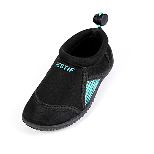 BESTIF Badeschuhe Kinder Aquaschuhe rutschfeste Wasserschuhe Schwimmschuhe Neporen (Schwarz-Türkis, eu_Footwear_Size_System, Big_Kid, Numeric, medium, Numeric_35) von BESTIF