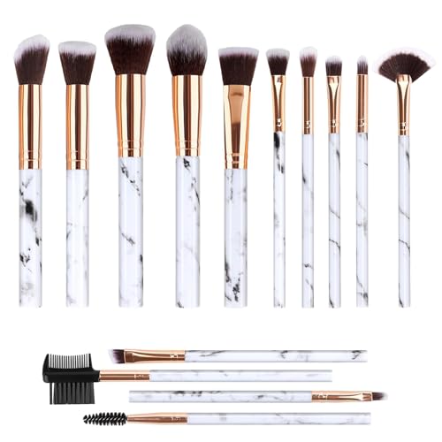 Marmor Make Up Pinsel Set, Pinselset mit Lidschatten pinsel concealer pinsel blush pinsel, Make up Pinsel 14 Stück von BESTOPE PRO