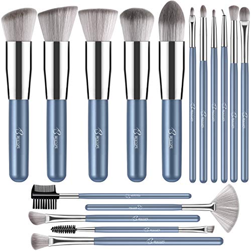 Premium Synthetic Foundation Blending Face Powder Rouge Concealer Lidschatten Make-up Pinsel Kit (blau) von BESTOPE PRO
