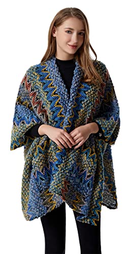 BESTORI Damen Schal Pashmina Schals Stola mit Taschen Winter Lange Große Warme Umschlagtuch Stola für Frauen Blau von BESTORI