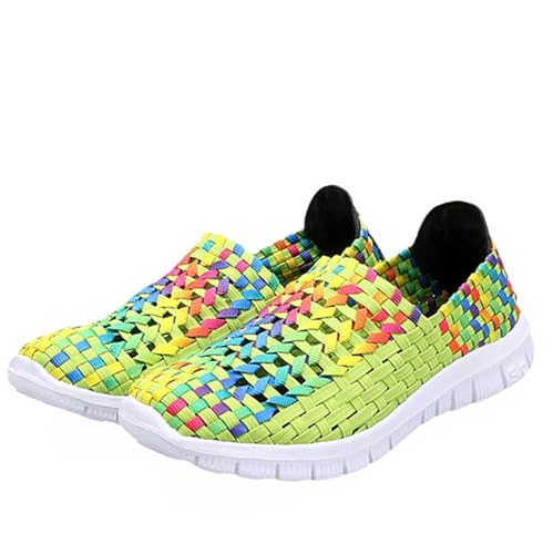 BESTORI Damen Slip On Sneaker Laufschuhe Leicht Atmungsaktive Bequeme Turnschuhe rutschfeste Weich Outdoor Tennis Freizeitschuhe Sportschuhe Frauen Schuhe Hellgrün von BESTORI