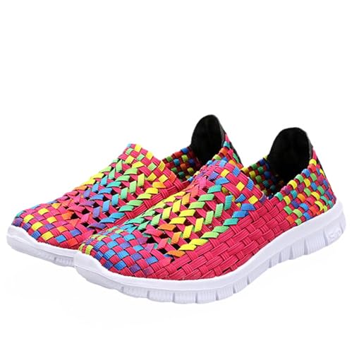 BESTORI Damen Slip On Sneaker Laufschuhe Leicht Atmungsaktive Bequeme Turnschuhe rutschfeste Weich Outdoor Tennis Freizeitschuhe Sportschuhe Frauen Schuhe Rot von BESTORI