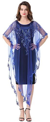 BESTORI Damen Stola Für Abendkleid Sommer Festlich Wraps Bestickt Glitzer Poncho Für Abendkleid Hochzeit Blau von BESTORI