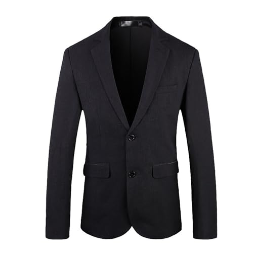BESTORI Herren Blazer Leinen Lässiger Bequemer Mantel, Frühling, Sommer, Einfarbig, Lose Anzugjacke Modischem Schwarz von BESTORI