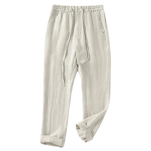 BESTORI Herren Casual Strandhosen Leinen Hose Leichte Lose Elastische Taille Yoga Hosen von BESTORI