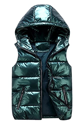 BESTORI Herren Steppweste Weste mit Kapuze Sportweste Leicht Winter Ärmellos Jacke Outdoor mit Reißverschluss Dunkelgrün, XL von BESTORI