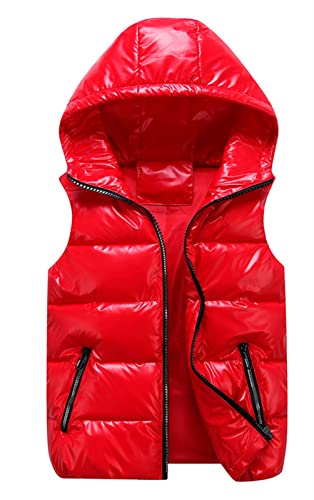 BESTORI Herren Steppweste Weste mit Kapuze Sportweste Leicht Winter Ärmellos Jacke Outdoor mit Reißverschluss Rot, L von BESTORI