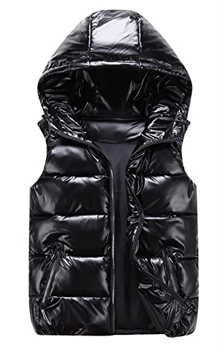 BESTORI Herren Steppweste Weste mit Kapuze Sportweste Leicht Winter Ärmellos Jacke Outdoor mit Reißverschluss Schwarz, XS von BESTORI