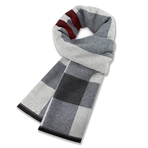 BESTORI Herren Wolle Warmer Winterschal Cashmere Plaid Lange Schals Grau 9, 180 x 30 cm von BESTORI