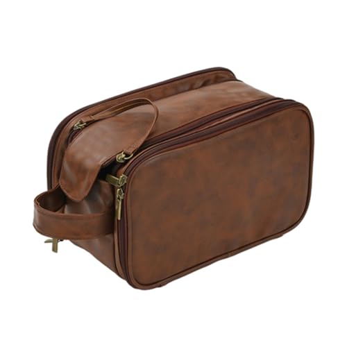 BESTORI Kulturbeutel für Herren Große Kosmetiktasche Reise Make-up Taschen Organizer Wasserabweisendes für Reisen Leichte Rasiertasche Passend für vollwertige Toilettenartikel Hellbraun von BESTORI