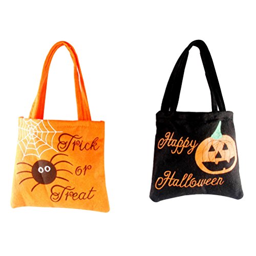 BESTOYARD 2 stücke Süßes oder Saures Taschen Happy Halloween Süßigkeiten Handtasche Vlies Kinder Taschen (Schwarz Orange) von BESTOYARD