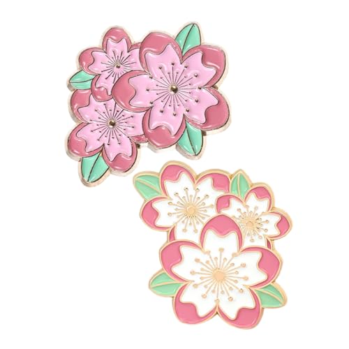 BESTOYARD 2stücke Kirschblüten Brosche Blumenpins Damen Schmuck Mantelclip Strickjackenkragenclip Dekorative Broschennadel Kragennadel Schalclip Blume Pins von BESTOYARD