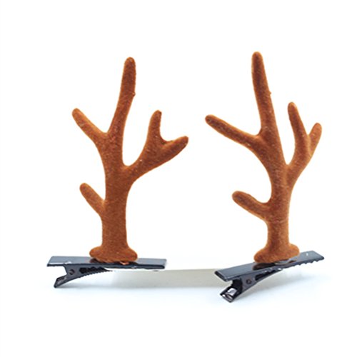 BESTOYARD 6 stücke Rentier Geweih Haarspangen Weihnachten Haarspangen Baby Haarklammern Haarclips Haarschmuck Set Geschenk für Kleinkinder Mädche (Kaffee) von BESTOYARD