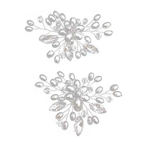 BESTOYARD Schuhclips Damen Perlen Strass Blumen Form Schuhschnalle Schmuck Accessoires für Frauen Schuhe 1 Paar (Weiß) von BESTOYARD