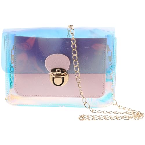 BESTOYARD Transparente Handtasche bunte Kette Tasche Rainbow Laser Geldbörsen Clear Jelly Mini Tasche für Frauen (Pink) von BESTOYARD