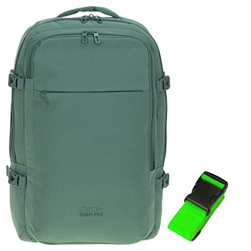 Bestway Rucksack Handgepäck Damen Herren Cabin Ultimate Pro II Reisetasche Flugzeug Bus Bahn Laptoprucksack Tasche 30 Liter Kabinengepäck 40325 + (Safari Khaki (1300) + bagboom Gurt von Bestway