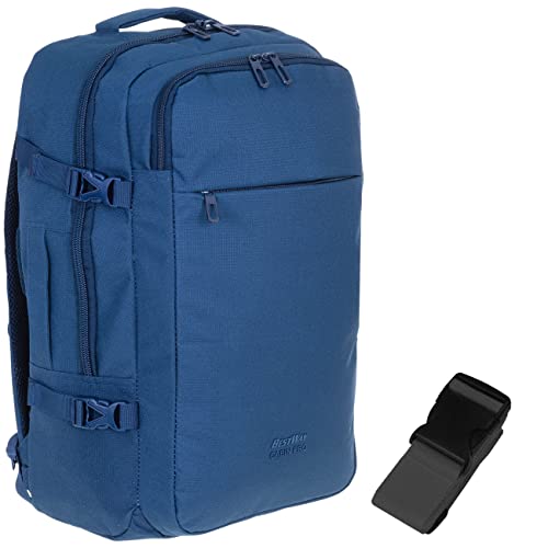 Bestway Rucksack Handgepäck Damen Herren Cabin Ultimate Pro II Reisetasche Flugzeug Bus Bahn Laptoprucksack Tasche 30 Liter Kabinengepäck 40325 + Koffergurt (Deep Blue Sea (5000) + bagboom Gurt) von Bestway