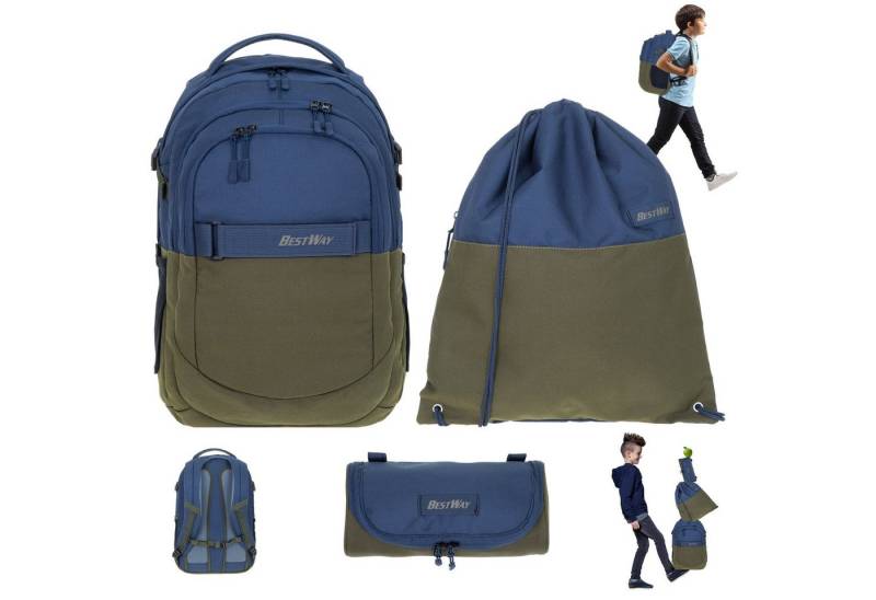 BESTWAY Schulrucksack Evolution Packer 40177, Schultasche Sportbeutel Mäppchen 3 Teile Set +rtm von BESTWAY