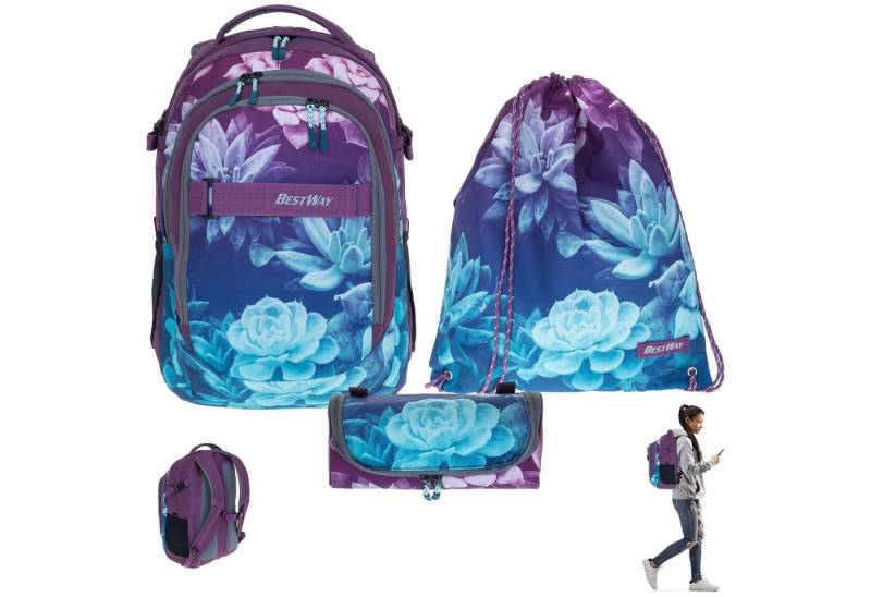 BESTWAY Schulrucksack Evolution Packer 40177, Schultasche Sportbeutel Mäppchen 3 Teile Set +rtm von BESTWAY