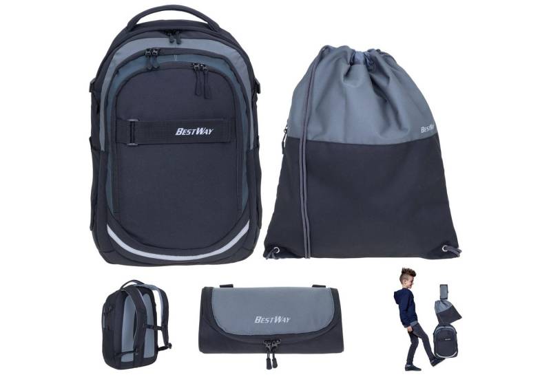 BESTWAY Schulrucksack Evolution Packer 40177, Schultasche Sportbeutel Mäppchen 3 Teile Set +rtm von BESTWAY
