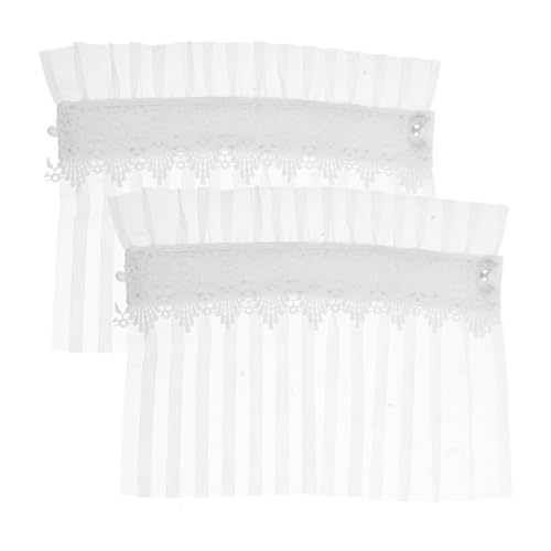 BESTYASH 1 Paar Fake-Ärmel aus Spitze Armbinde Handgelenkhandschuhe aus Stoff Handgelenkmanschette Handgelenk Manschette Armband elastische Bündchen, süße Hemden Polyester Weiß von BESTYASH