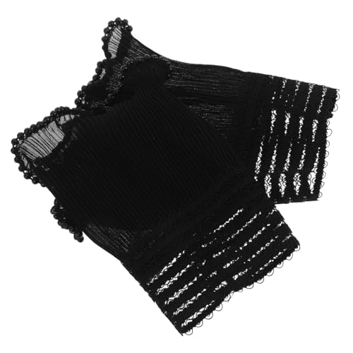 BESTYASH 1 Paar Fake-Ärmel aus Spitze Fake Ärmel Dekorative Lace Ärmel Warmes Zubehör frauen kleidung Brautjungfernkleid mit Ärmel gerüschte Handgelenksmanschetten Stoff Black von BESTYASH