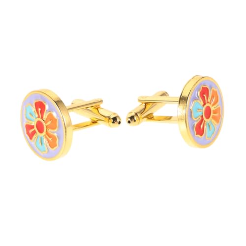 BESTYASH 1 Paar Manschettenknöpfe für Herren Einzigartige Blumenmuster Runde Cufflinks für Formelle und Lässige Anlässe Geeignet für Französische Hemden Langlebig und Vielseitig von BESTYASH