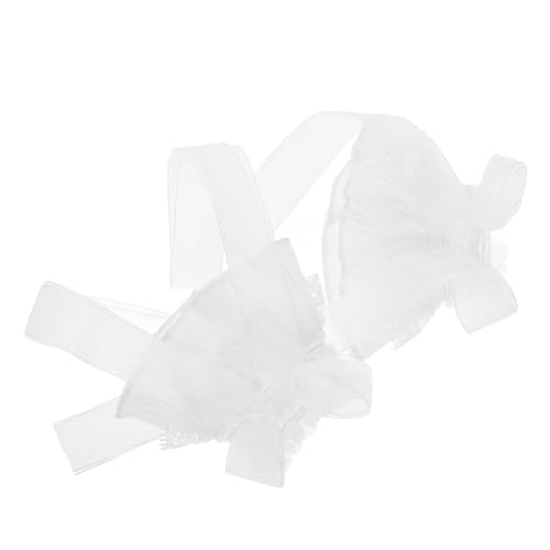 BESTYASH 1 Paar Schleifenärmel weißes armband blumenmuster Bündchen aus Lolita-Spitze Clown-Handgelenkrüsche Spitzenmanschettenärmel elastische Handgelenksmanschetten Handschelle Polyester von BESTYASH
