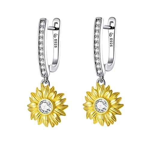 BESTYASH 1 Paar Sonnenblumen-Ohrringe Strassdekor Zubehör Abs Ohrstecker Ohrschmuck für Mädchen Sonnenblumen-Ohrentropfen charmant einstellen Verstreute Perlen schmücken S925 925 Silber von BESTYASH