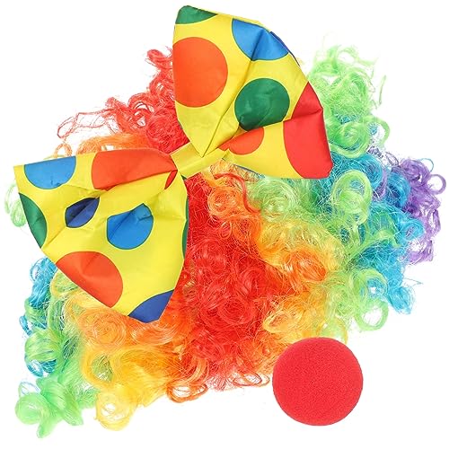 BESTYASH 1satz Clown Kostümset Mit Perücke Clownsnase Und Fliege Für Karneval Halloween Und Cosplay Lustige Party Requisiten Für Erwachsene Und Teens von BESTYASH