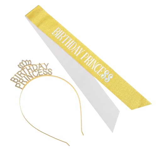 BESTYASH 1 Satz Glitzernde Krone und Sash für Prinzessinnen Haarreif mit Funkelnden Strasssteinen für Geburtstagsfeiern und Anlässe von BESTYASH