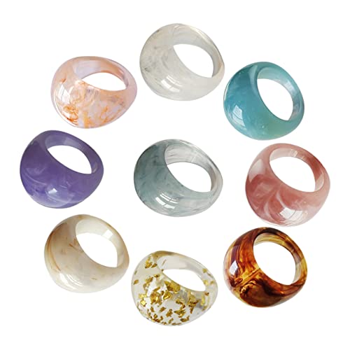BESTYASH 1 Satz Harzring Verlobungsring Perlenringe Goldene Ringe Zehenringe Für Frauen Verstellbare Ringe Spinnerring Zappelringe Halter Transporter Stapelringe Zappeln Acrylharz 9st von BESTYASH
