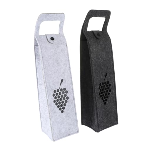 BESTYASH 2stücke Weinbeutel Aus Filz Tragbar Für Rotwein Hellgrau Und Dunkelgrau Wiederverwendbar Mit Griffdesign Geeignet Für Weihnachten Partys Und Besuche von BESTYASH