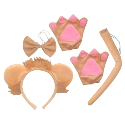 BESTYASH 1satz Löwen Ohr Haarreif Mit Fliege Einzigartiges Kostümzubehör Für Karneval Halloween Und Cosplay Inklusive Löwenschwanz Und Handschuhen Für Tierkostüme Und Rollenspiele von BESTYASH