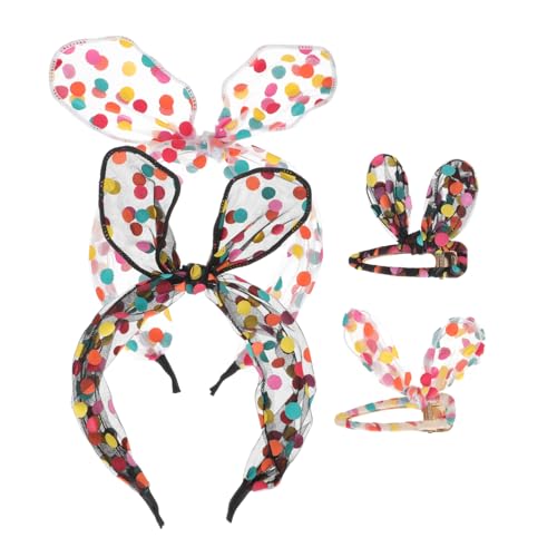 BESTYASH 1 Satz ostern haarspangen Hasenkostüm Kaninchen Plüsch Hasenmasken Kostüme haarschmuck rabbit ears haarklips Haarklammer für die Osterparty Cosplay-Stirnband Gittergewebe Colorful von BESTYASH